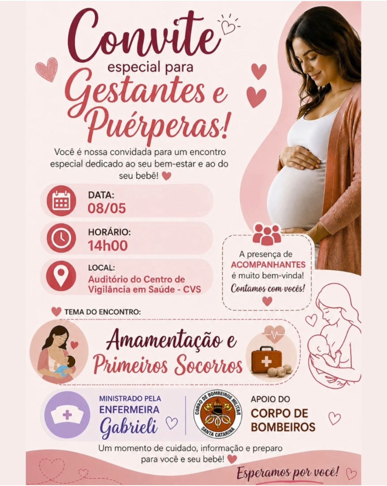 Encontro orienta gestantes e puérperas sobre amamentação e primeiros socorros em São Bento do Sul