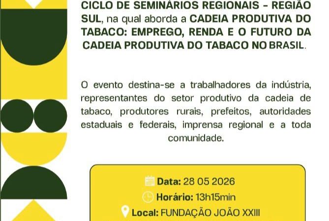 Setor do tabaco promove seminário regional em Mafra para defender cadeia produtiva no Sul do Brasil