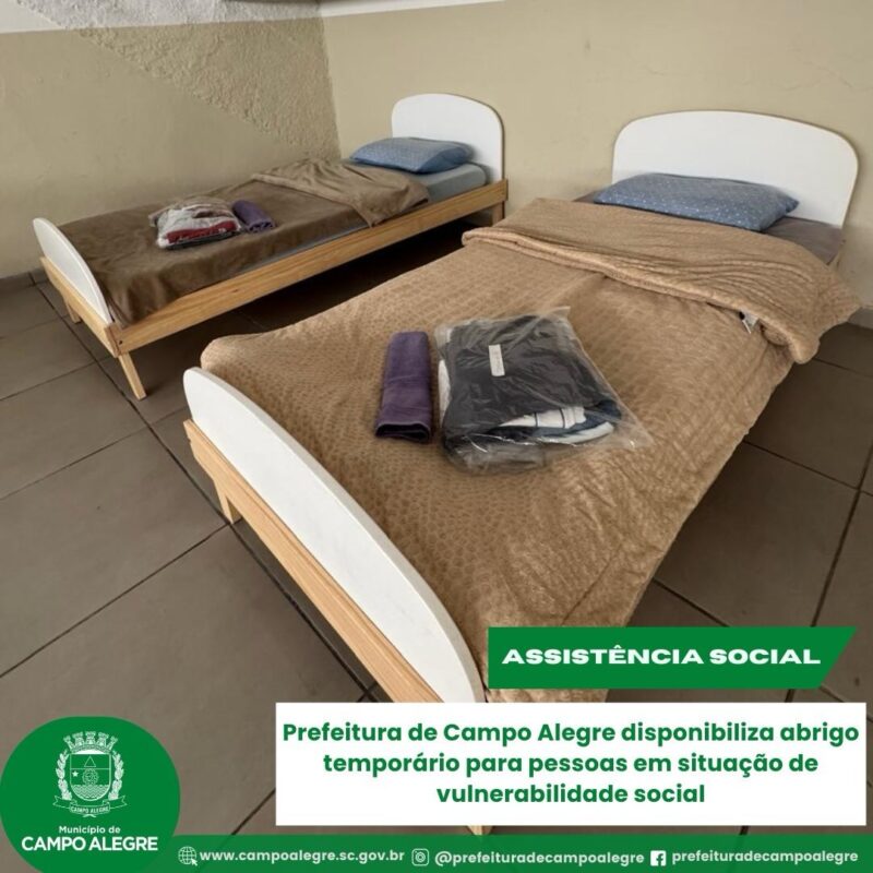 Abrigo Temporário Municipal de Campo Alegre oferece acolhimento e proteção à população vulnerável