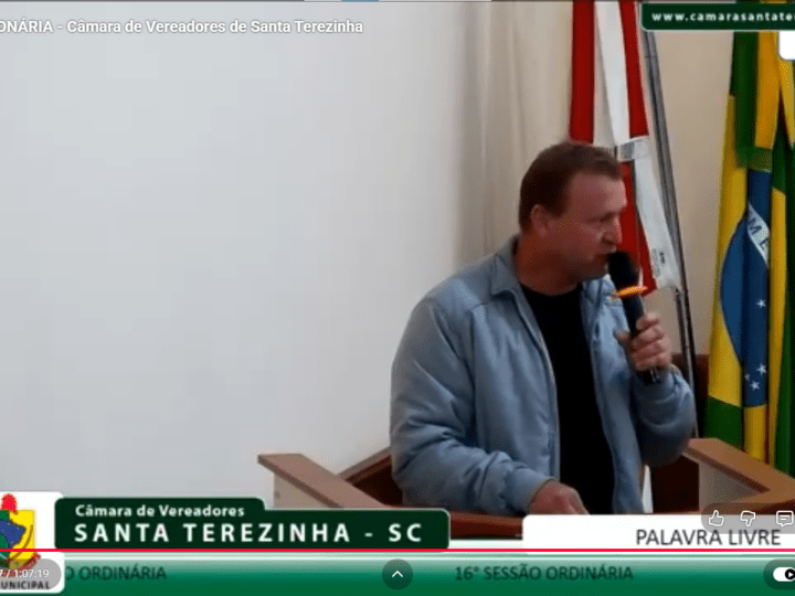 Presidente da Câmara de Santa Terezinha destaca obras, mobilidade rural e celebração comunitária durante sessão