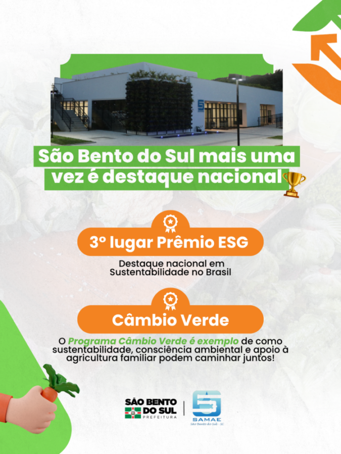 SAMAE de São Bento do Sul conquista, pelo segundo ano consecutivo, reconhecimento nacional no Prêmio ESG®