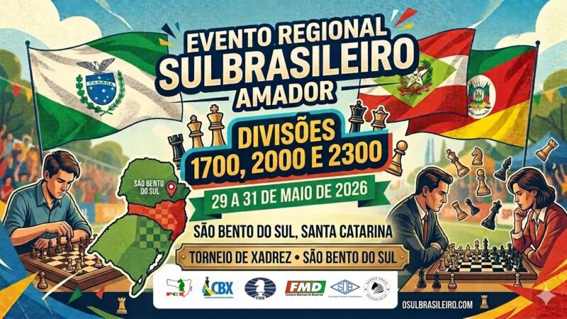 São Bento do Sul recebe o Regional Sul-Brasileiro de Xadrez Amador no fim de maio