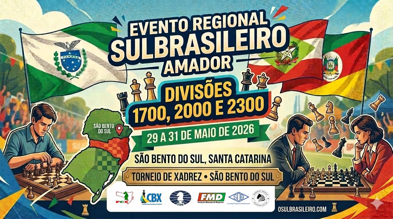 São Bento do Sul recebe o Regional Sul-Brasileiro de Xadrez Amador no fim de maio