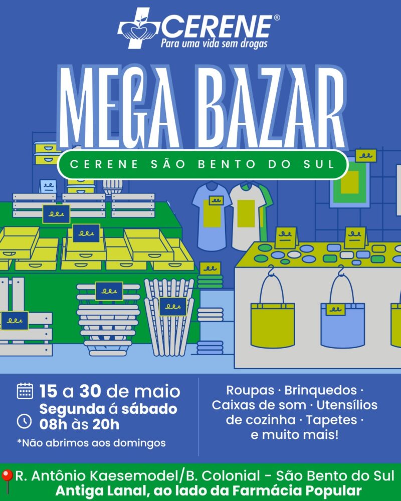 Mega Bazar do CERENE acontece em São Bento do Sul com variedade de produtos e preços acessíveis