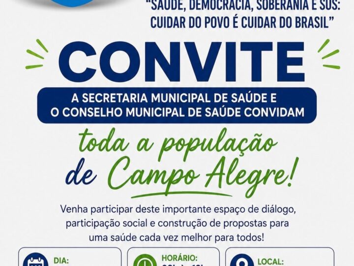 Campo Alegre realizará a 8ª Conferência Municipal de Saúde e convida população a participar