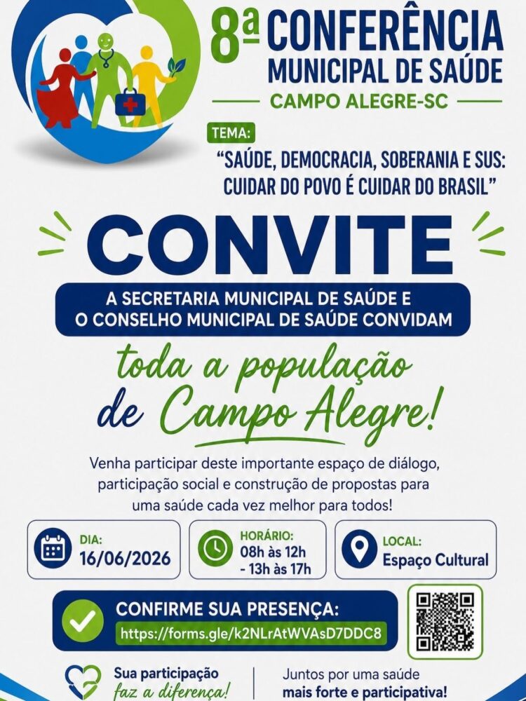 Campo Alegre realizará a 8ª Conferência Municipal de Saúde e convida população a participar