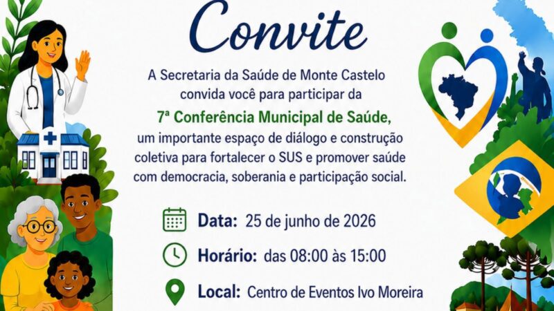 Monte Castelo promove 7ª Conferência Municipal de Saúde no dia 25 de junho