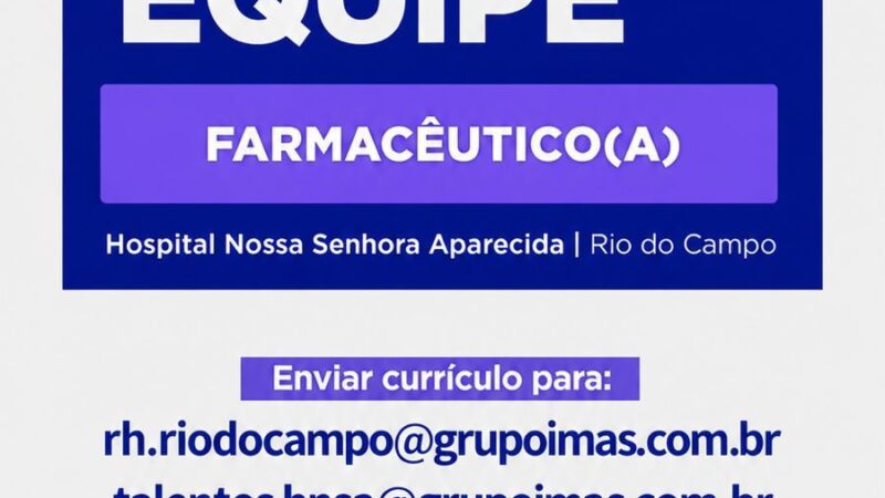 Hospital Nossa Senhora Aparecida abre vaga para farmacêutico(a) em Rio do Campo