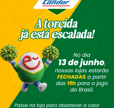 Condor fecha lojas para estreia do Brasil na Copa