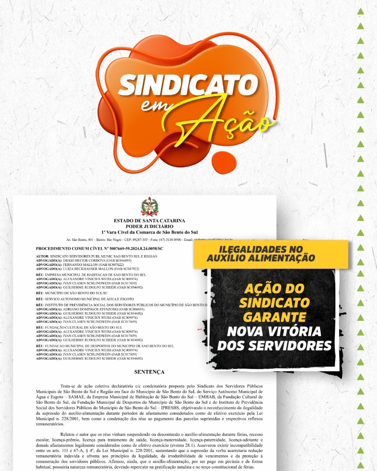 AÇÃO DO SINDICATO GARANTE NOVA VITÓRIA DOS SERVIDORES