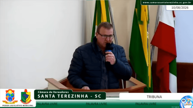 Vereador Claudio Drozdeck critica anúncio da SC-114 e questiona impacto financeiro de obras para Santa Terezinha