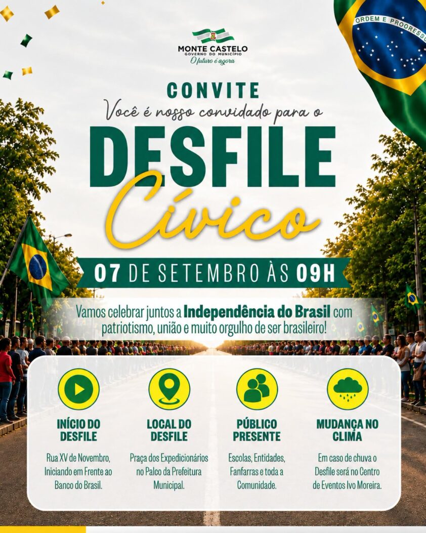Monte Castelo se prepara para celebrar a Independência do Brasil com Desfile Cívico