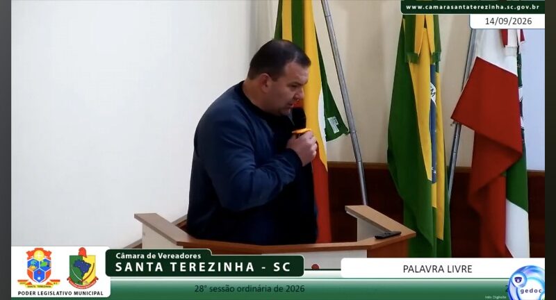 Vereador destaca demandas e ações durante sessão em Santa Terezinha