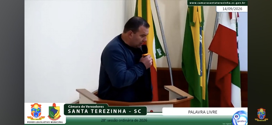 Vereador destaca demandas e ações durante sessão em Santa Terezinha