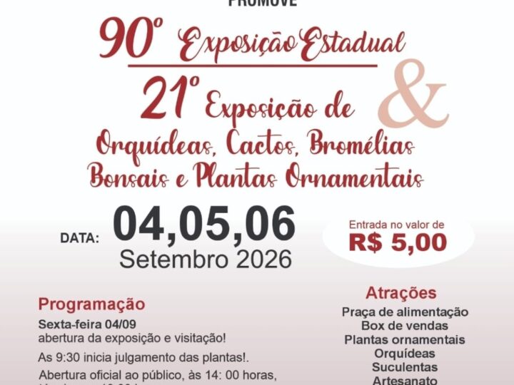 São Bento do Sul recebe 90ª Exposição Estadual de Orquídeas e 21ª Exposição de Orquídeas, Cactos e Bromélias