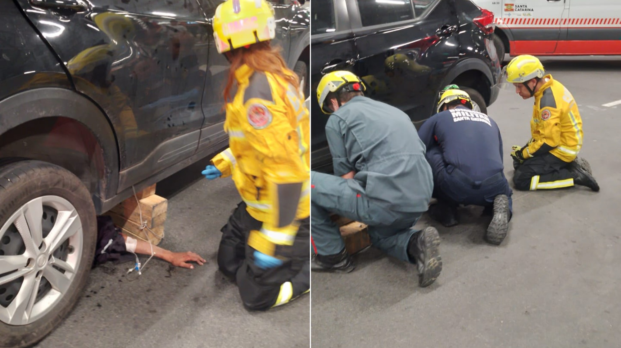 Homem de 58 anos fica preso sob carro após atropelamento em Blumenau