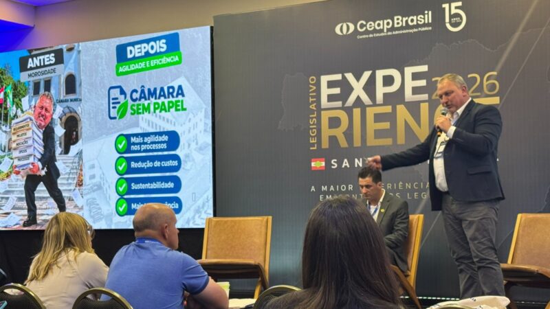 Câmara de São Bento do Sul apresenta case de eficiência em congresso em Florianópolis