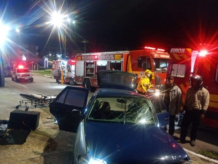 Acidente entre carros deixa dois feridos de madrugada em Rio Negrinho
