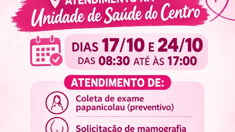 Outubro Rosa: Unidade de Saúde do Centro promove sábados especiais de cuidados para as mulheres em Santa Terezinha