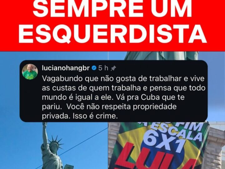 Estátua da Havan em SC ganha faixa pró-Lula e revolta Hang