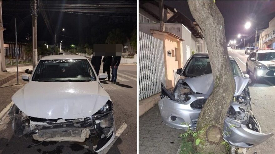 Idosa fica ferida após colisão entre três carros no Centro de Mafra
