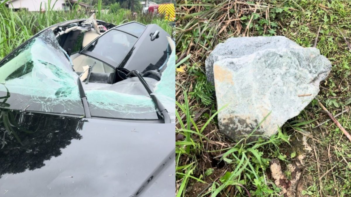 Pedra de 50 kg cai de caminhão em SC e fere motorista
