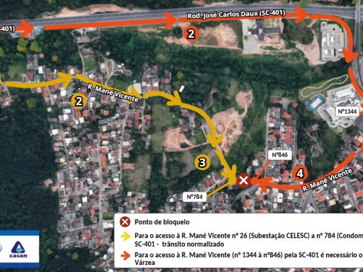 Obras de esgotamento sanitário alteram o trânsito no Bairro Monte Verde em Florianópolis