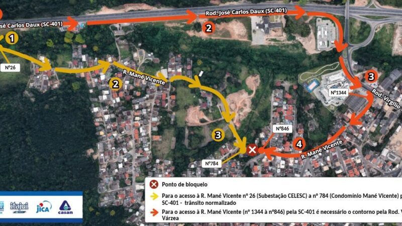 Obras de esgotamento sanitário alteram o trânsito no Bairro Monte Verde em Florianópolis