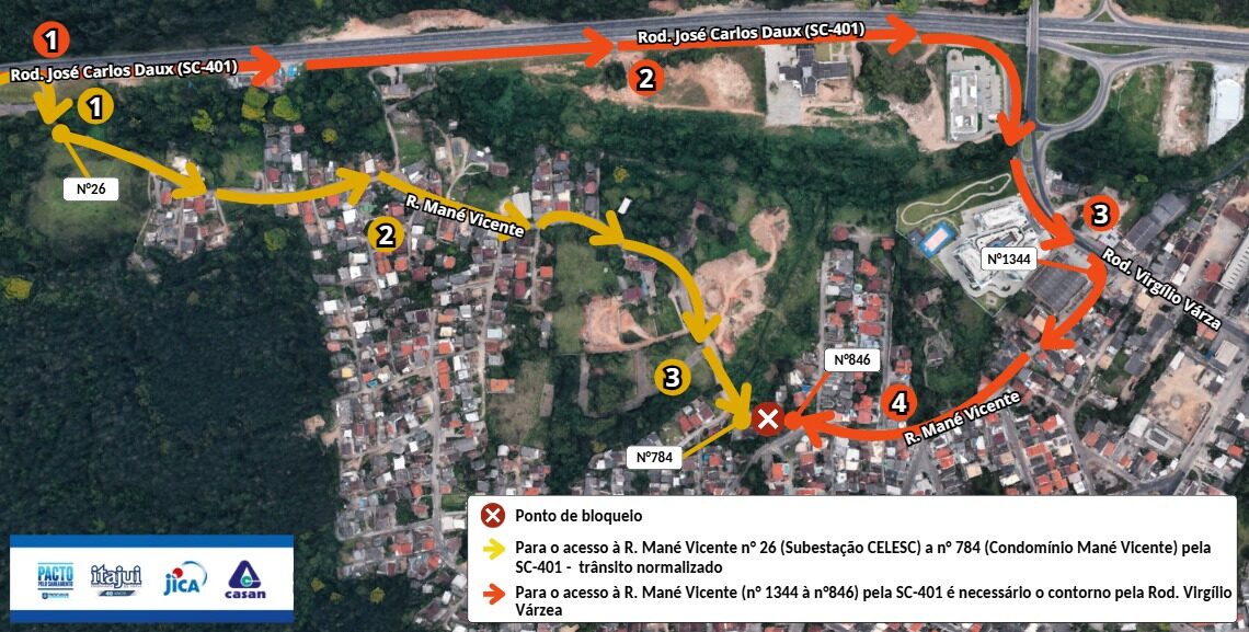 Obras de esgotamento sanitário alteram o trânsito no Bairro Monte Verde em Florianópolis