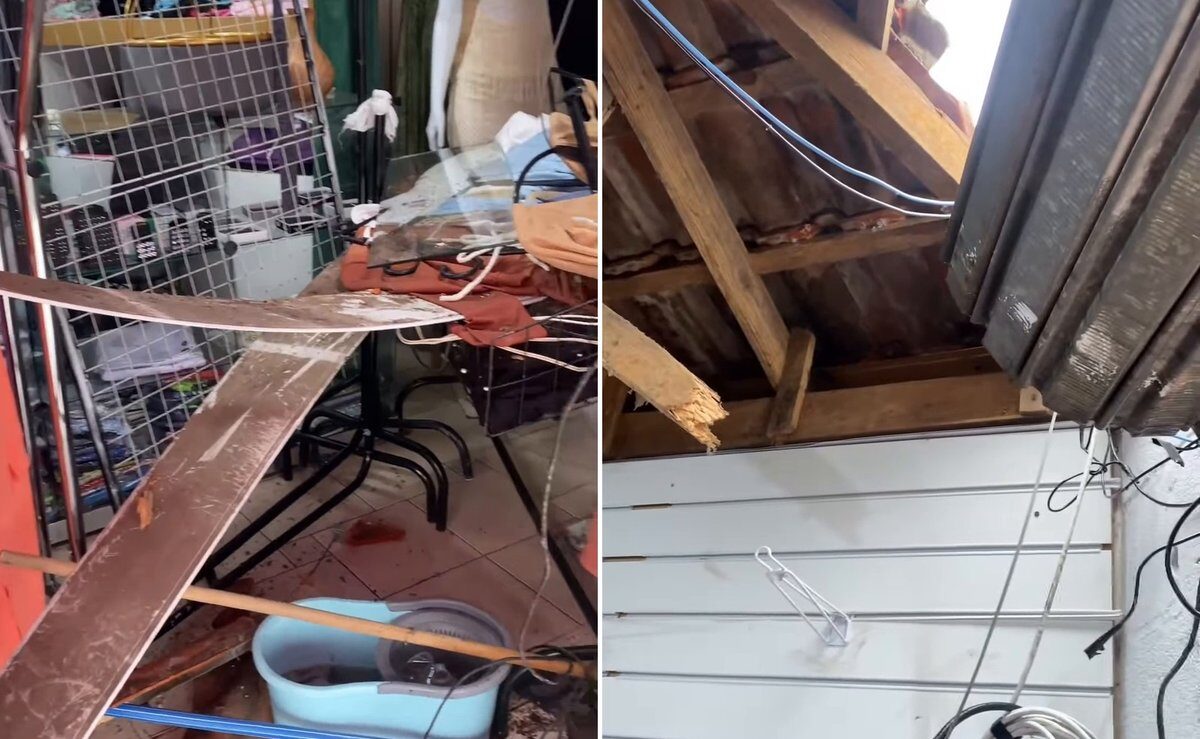 Comerciante tem loja invadida pelo telhado e desabafa sobre insegurança em Palhoça