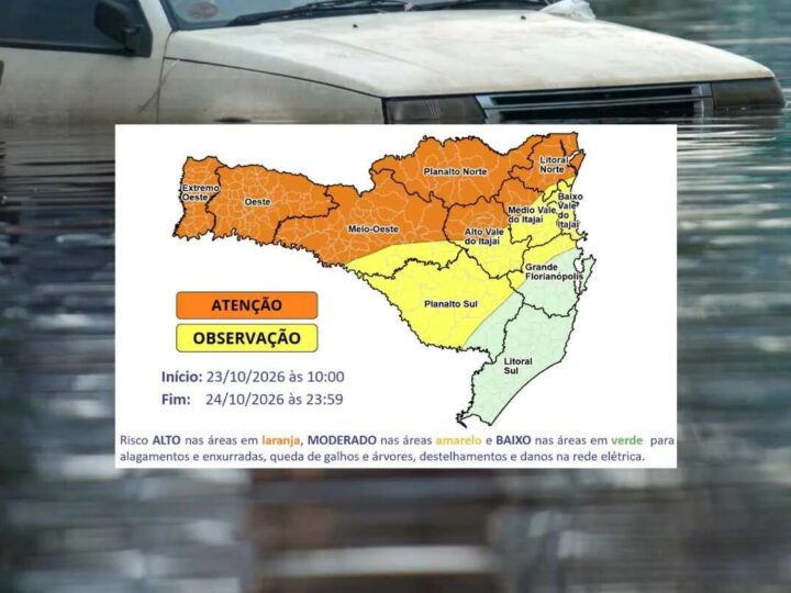 Chuva extrema em Papanduva: acumulado passa de 150 mm e gera alerta