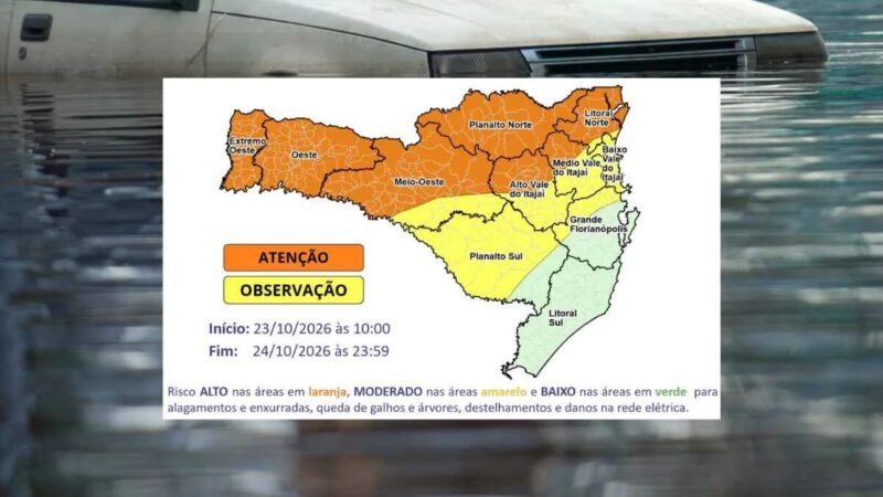 Chuva extrema em Papanduva: acumulado passa de 150 mm e gera alerta